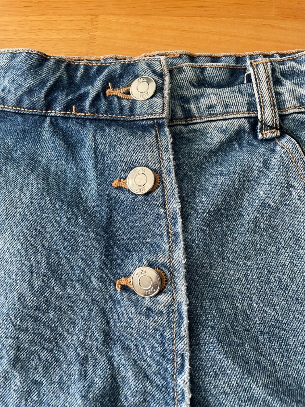 ZARA Blue Denim Wrap Mini Skort - Size Small - Picture 4 of 7